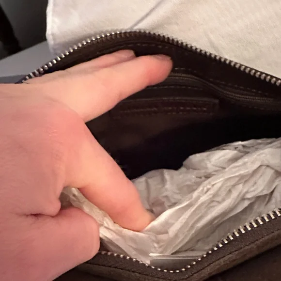 NWT Banana republic Brown Suede Dual Pocket Shoulder Bag with Silver Hardware - Picture 5 of 7